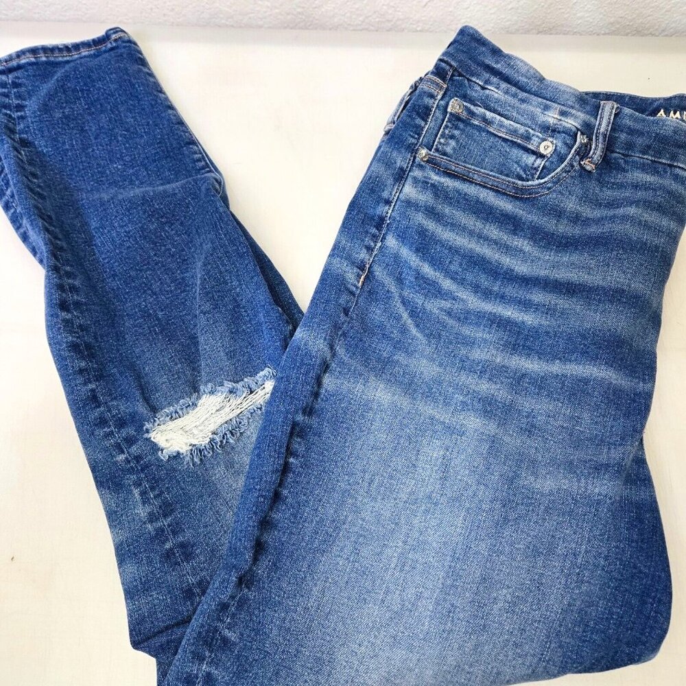 American Eagle Outfitters Blue Distressed Jeggings